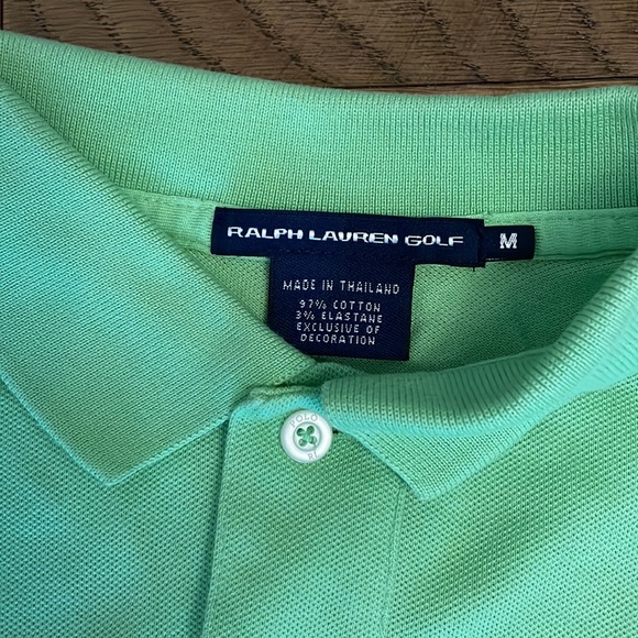 Ralph Lauren Slim Fit Stretch Lime Green with Silver Extra Large Pony Golf Shirt - Picture 3 of 5